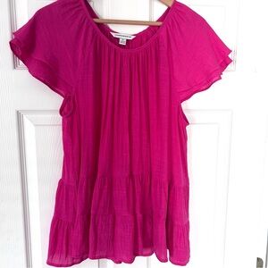 Women's pink capped sleeve blouse A2
